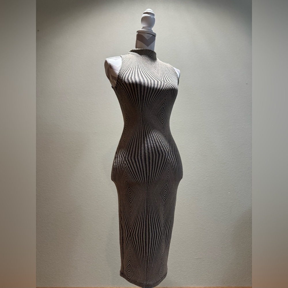 Kimcine Metallic Gold Bodycon Dress, Size S